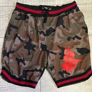 Men's Camouflage Athletic Shorts with Red Trim
